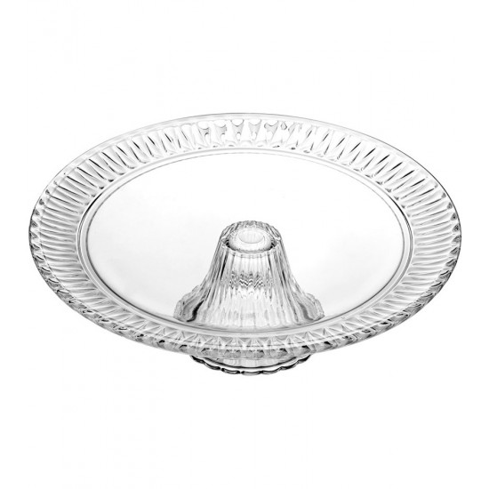 Prato 31,4x31,4x9,7cm Para Bolo De Cristal Ecológico Com Pé Radial